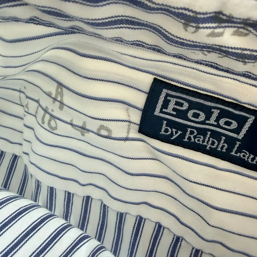 Polo Ralph Lauren Mens L Vintage Nautical Oxford Shirt Anchor Button Stripe